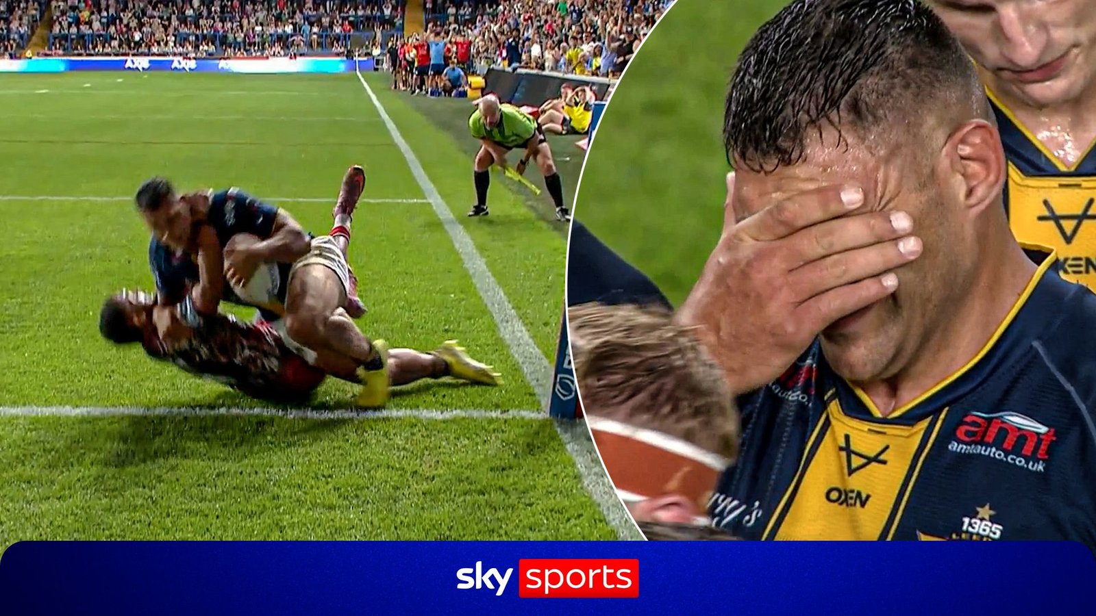 Late drama! Hanley makes brilliant try-saving tackle to deny Rhinos!